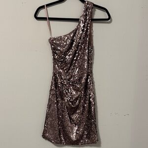 Arden B Shimmering One-Shoulder Sequin Dress